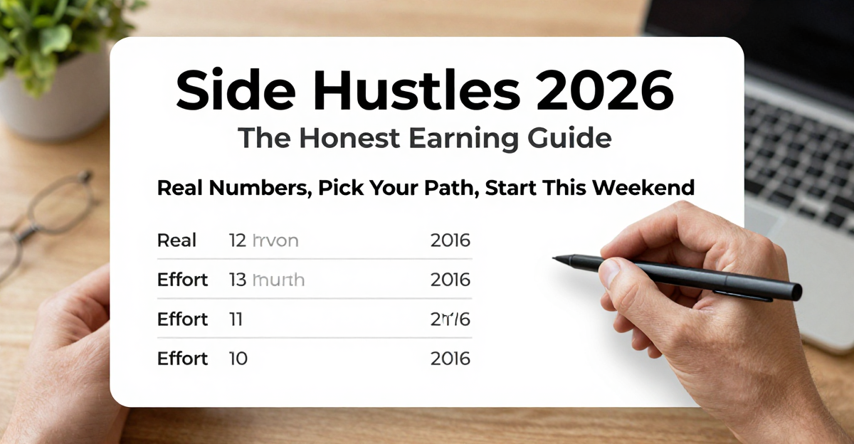 Side Hustles 2026: The Honest Earning Guide — Real Numbers, Pick Your Path, Start This Weekend