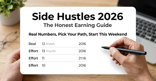 Side Hustles 2026: The Honest Earning Guide — Real Numbers, Pick Your Path, Start This Weekend